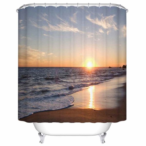 2019 Beach Shower Curtains Ocean Sea Beach Theme Waterprood