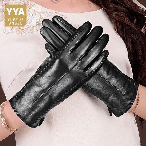 

2019 new arrival woman gloves fashion korean woman leather gloves solid motorcycle elegant guantes de invierno mujer, Blue;gray