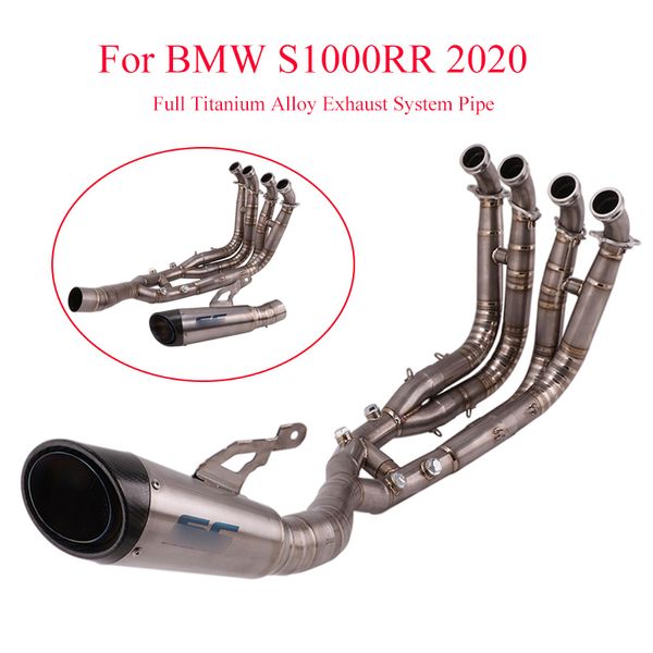 

s1000rr motorcycle whole set pipe titanium alloy exhaust muffler pipe & front header connect for s1000rr 2020 modified