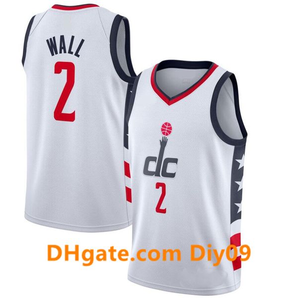 

men washington wizards jersey john wall 2 new city white edition vintage 23 michael jd basketball jerseys, Black;red