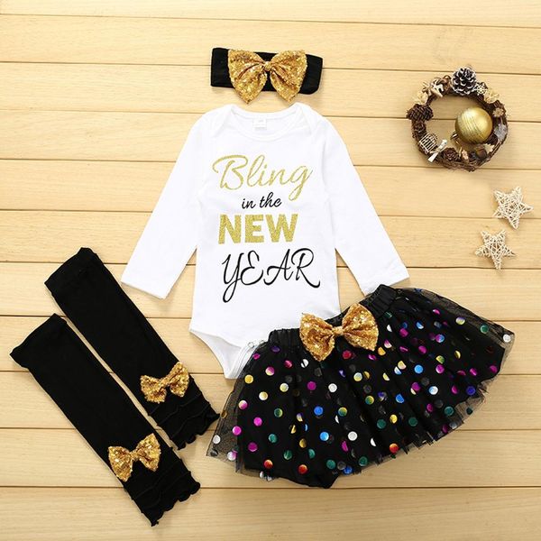 

christmas outfits toddler boys girls in the new year birthday set christmas outfits printing cute catoon 4pcs set, White