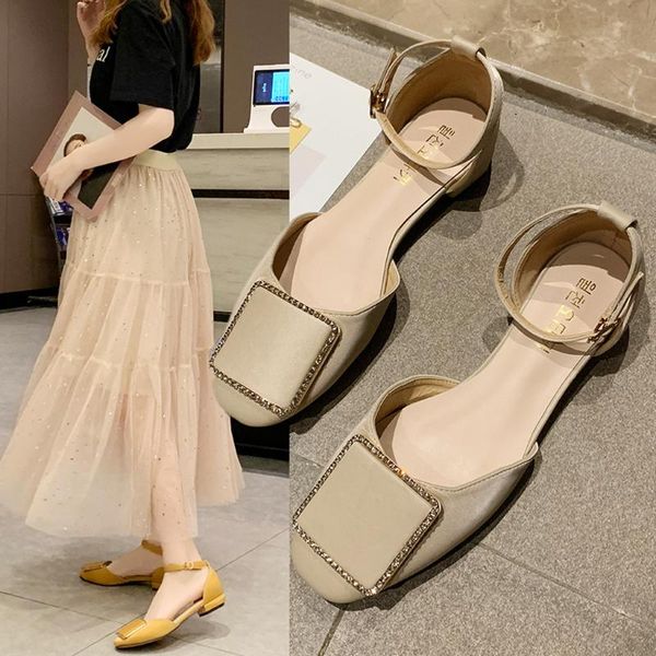 

women's casual shoes slip on flats shoes lady causal new style buckle ankle strap sandals single shoes#, Black