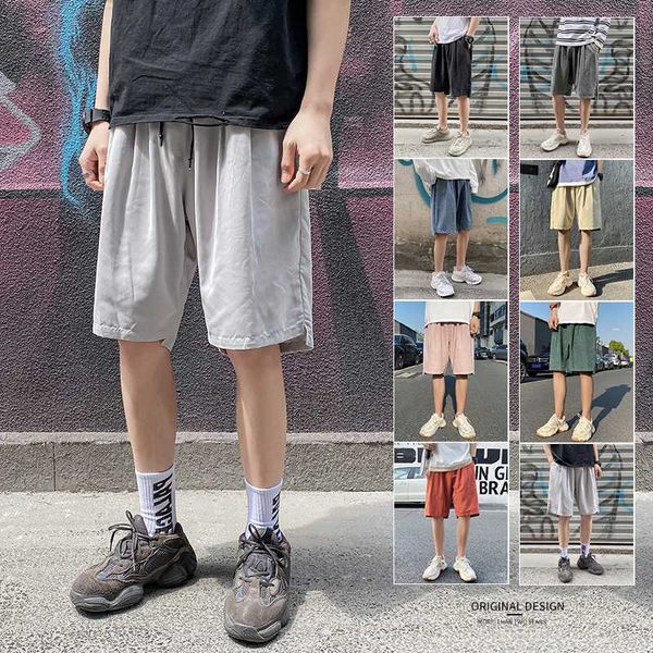 

men shorts summer 2020 new solid color cotton sweatpants fitness casual drawstring short pants mens sports shorts, White;black