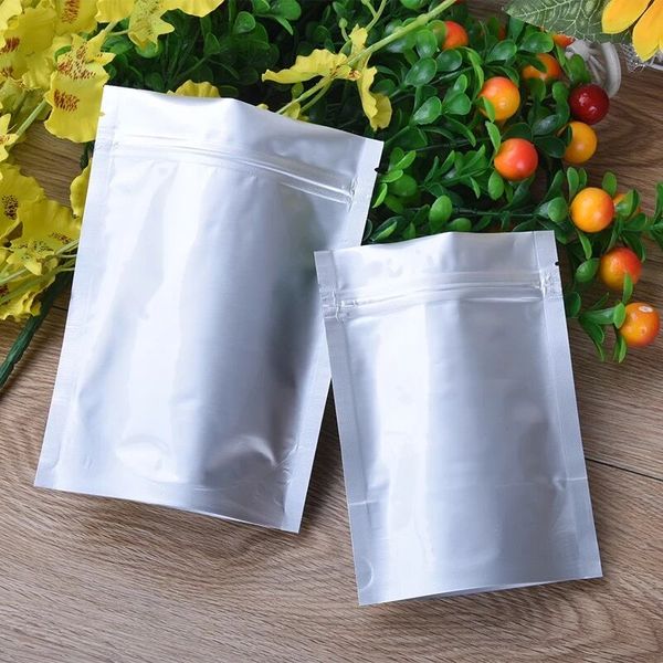 

10pcs large storage bag silver aluminum foil ziplock bag storage stand up coffee bean standing pouches zipper lock bags