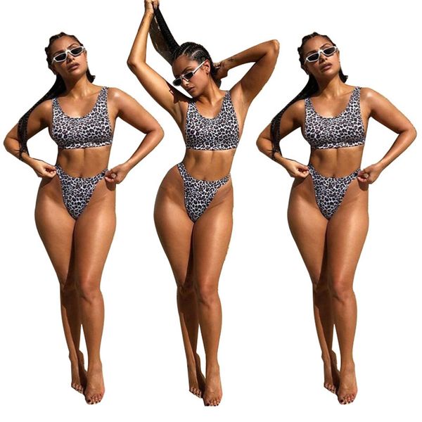 

цифровая печать зерна леопарда из двух частей веб-знаменитости сексуальный купальник бикини пляжный костюм для отдыха nb-886, White;black