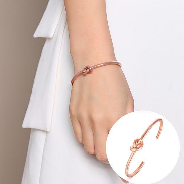 

trendy knot cuff bangle women wedding jewelry silver gold ip tone stainless steel not fade, Black