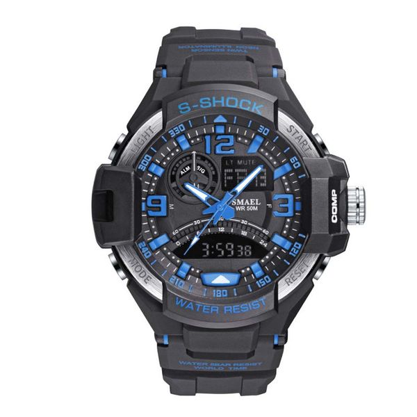 

2019 relogio digital outdoor sports waterproof led cold light double display luminous watch montre homme zegarek dropshipping, Slivery;brown