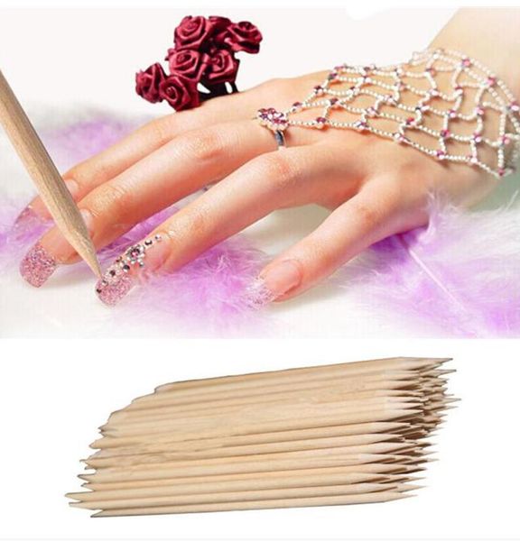 Bastoncino di legno arancione Nail Art Pusher per cuticole Remover Pedicure Manicure Tool Bastoncini per unghie a doppia testa Strumenti per unghie di bellezza