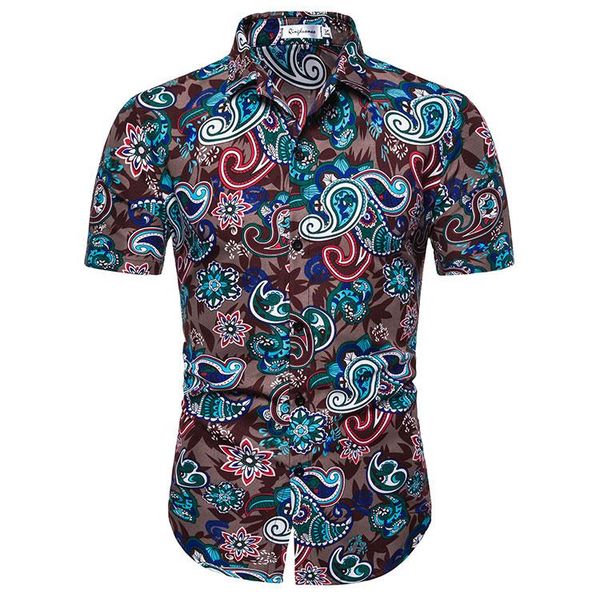 

Summer Blouse Men Hip hop New Hawaiian Social Shirt Men's clothing Floral Shirt for Man Dress Short sleeve