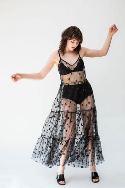 

2020 womens mesh sheer maxi star dress bikini cover up swimwear summer outwear v neck