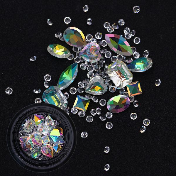 

transparent 3d rhinestone marquise heart sharp bottom ab color manicure nail art decoration for uv gel polish accessories 1 box, Silver;gold