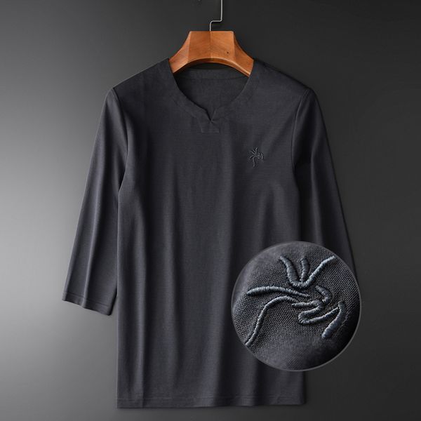 

мужчины рубашка люкс китайский стиль chest вышивка мужские рубашки сплошного цвета три четверти рукав рубашки мужчин плюс размер 4xl, White;black