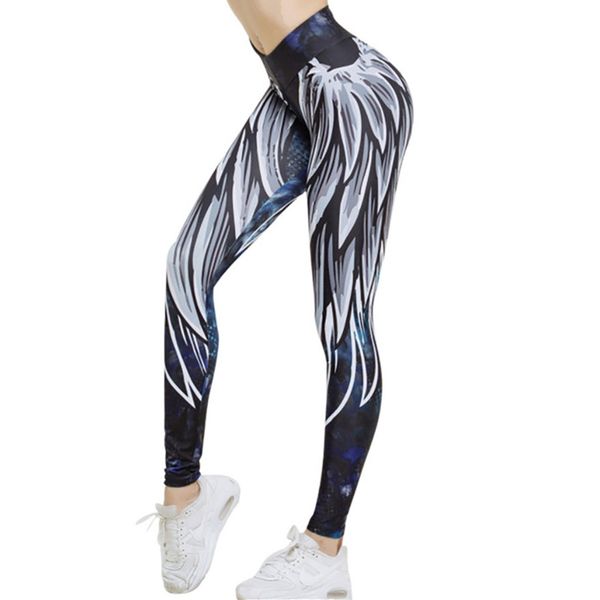 

harajuku 3d wing leggings for women 2018 push up sporting fitness legging athleisure bodybuilding women's pants, Black