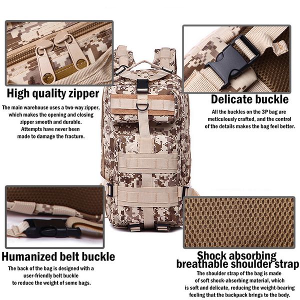 

tactical camouflage daypack waterproof backpack men outdoor military small army assault pack sports mountaineering bag rucksack
