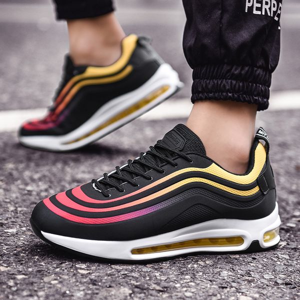 

men's full palm pu soles cushion sneakers fashion casual men's shoes herren schuhe outdoor jogging walking shoes chossure homme, Black