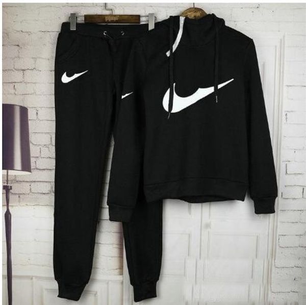 

shipping women active set tracksuits hoodies sweatshirt +pant running sport track suits 2 pieces jogging sets survetement femme clothes, Gray