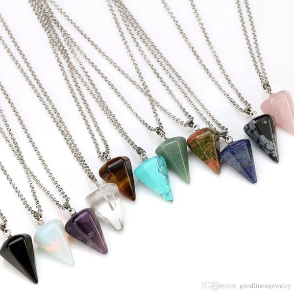 

necklaces bullet choker necklace natural pendulum hexagonal pendant necklace colorful stone beautifully stone soul swing taper crystal kuxu