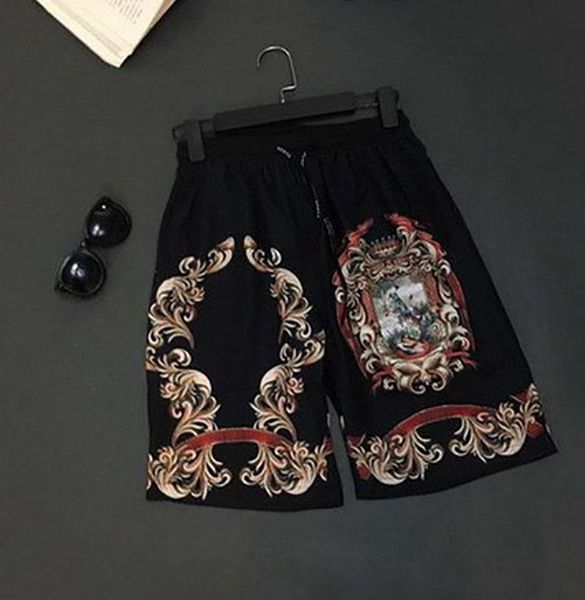 

mens designer beach shorts brand men casual loose relaxed shorts pants fashion print mens knee length shorts 3 styles size m-2xl, White;black