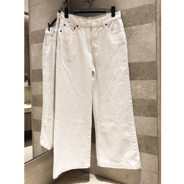 

simple casual trousers, bee embroidered pants, long legs, white jeans, 2019, Blue