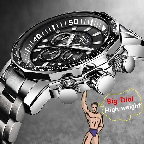 

lige mens watches business fashion watch men stainless steel analog quartz clock waterproof watch reloj hombre, Slivery;brown