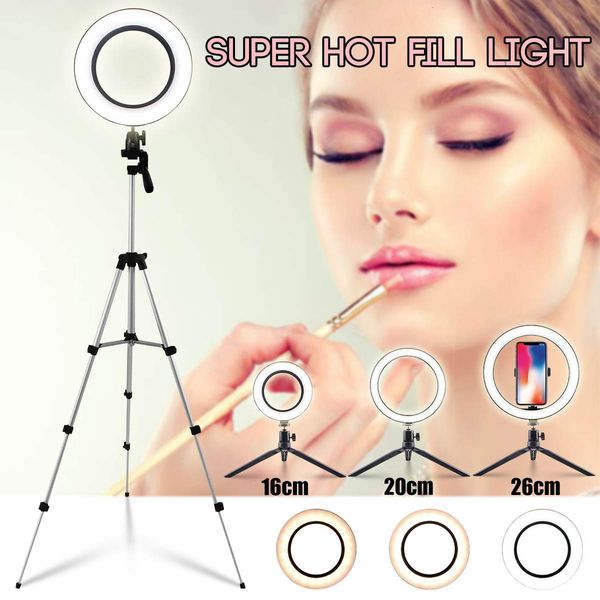 

16/20/26cm pgraphy selfie ring light led studio camera makeup fill lamp with tripod bracket for youtube video live stream