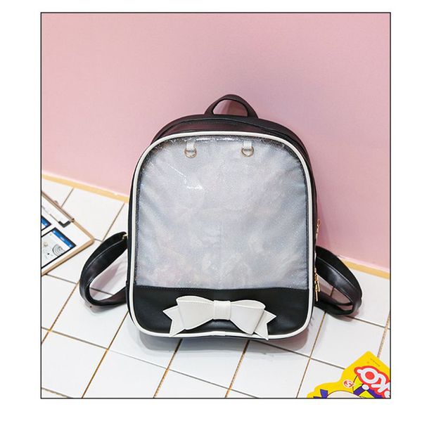 

transparent large capacity women backpack heavy duty clear backpack bag school office travel security /by