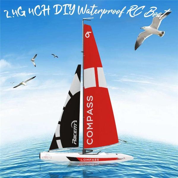 

высокое качество volantexrc 791-1 65см 2.4g 4ch rc boat смонтированный парусная без батареи игрушки rc крошка подарков present kid игрушки y