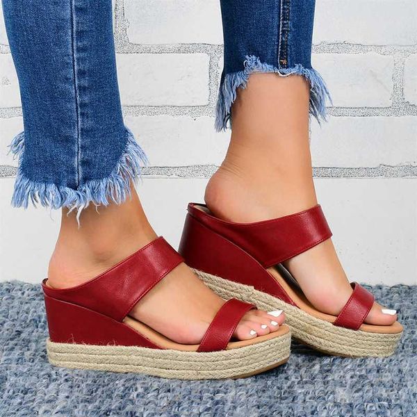 

slippers women sandals 2020 new female shoes wedges slippers fashion heeled shoes hollow casual fish mouth women, Black