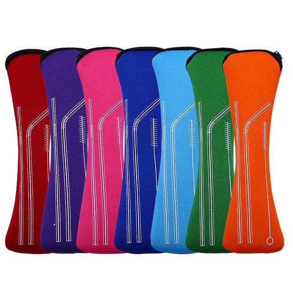 

reusable bag for stainless steel metal bamboo drinking straw cutlery travel camping chopsticks spoon fork knife storage bag