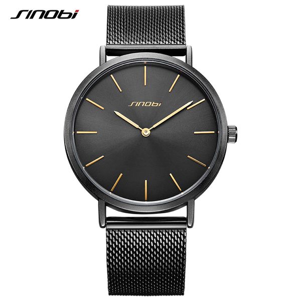 

sinobi men's simple watches fashion classic gold case blue retro milan watchband business quartz wirstwatch male clock relojes, Slivery;brown
