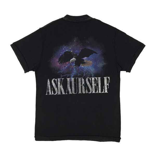 

askyurself men and women celebrity inspired short sleeve crystal starry sky falcon printed couples cotton loose fashion t-shirt, Red