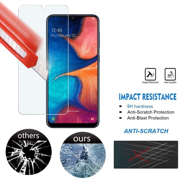 Per Samsung M10 A10 A20 A30 A40 A50 M30 A2 Core Anti Scratch HD Custodia protettiva per schermo trasparente Vetro temperato amichevole con confezione al dettaglio