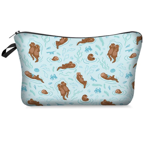 

cute sloth cosmetic bag waterproof printing swanky turtle leaf toilet bag custom style for travel makeup