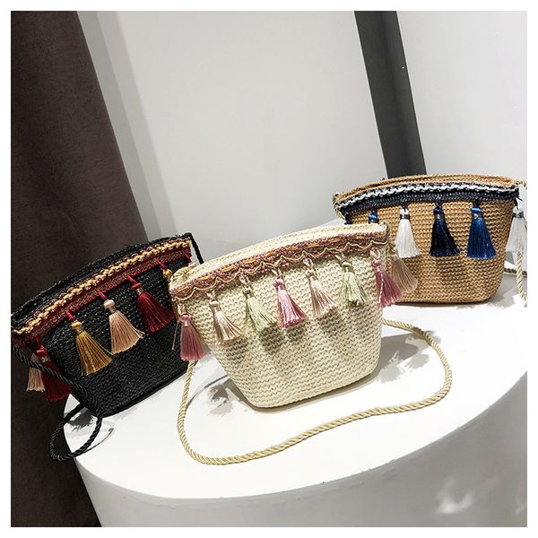 

new promotional national style woven women's bag new wild chain shoulder bag ins selling messenger canvas tide shape