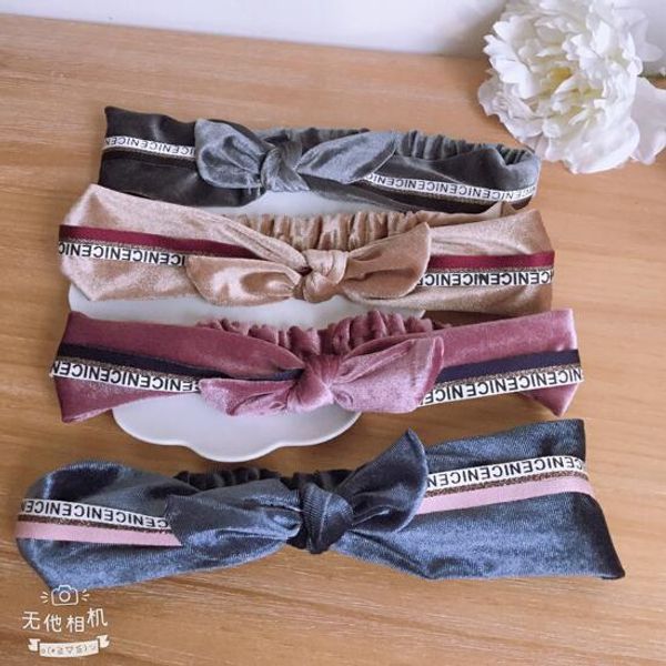 

fashion women velvet knot bow make up headbands girl's winter headwear lady's korea hold bangs hair accessories