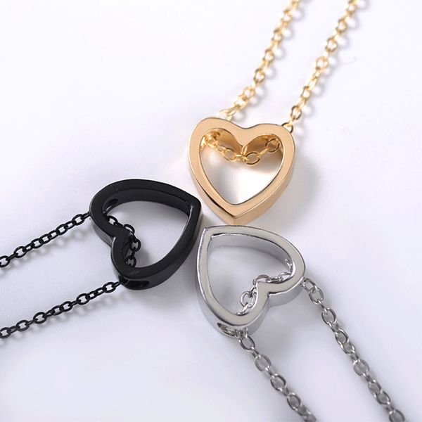 

new arrivals rose gold stainless steel love heart necklaces for women wedding jewelry long necklaces statement jewelry, Silver