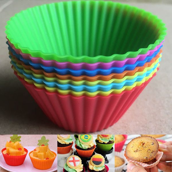 

silicone muffin cake cupcake cup cake mould case bakeware maker mold tray baking diy round cake baking cups wx9-177