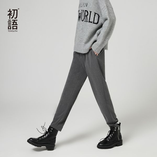 

toyouth autumn ankle length pants for women with high waist pants winter female casual ankle length fashion long office, Black;white