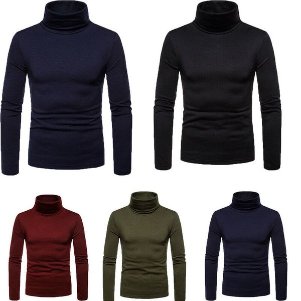 

men's casual slim fit basic turtleneck sweater knitted pullover sweater turtleneck pullover male double collar q6331, White;black