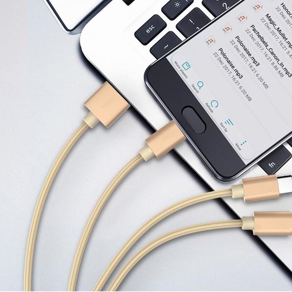 

3 in 1 usb cable for xiaomi multi 2.4a fast charging charger braided usb type c type-c micro usb cable for android smart mobile phone