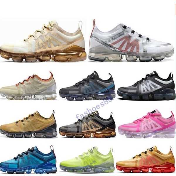 

019 summer air cushion brand new shoes man 2019 sports running shoe canyon gold aluminum blue men women black red white sneakers trainer