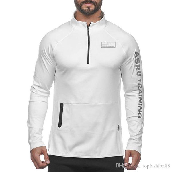 

men's letter casual jogger fitness long sleeve t-shirts for male new athleisure sports workout tees shirts xxl, White;black