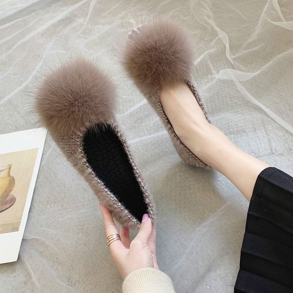 

2019 peas shoes women's plus velvet winter loafers female new wild round square head flat shoes fashion casual m11-64, Black