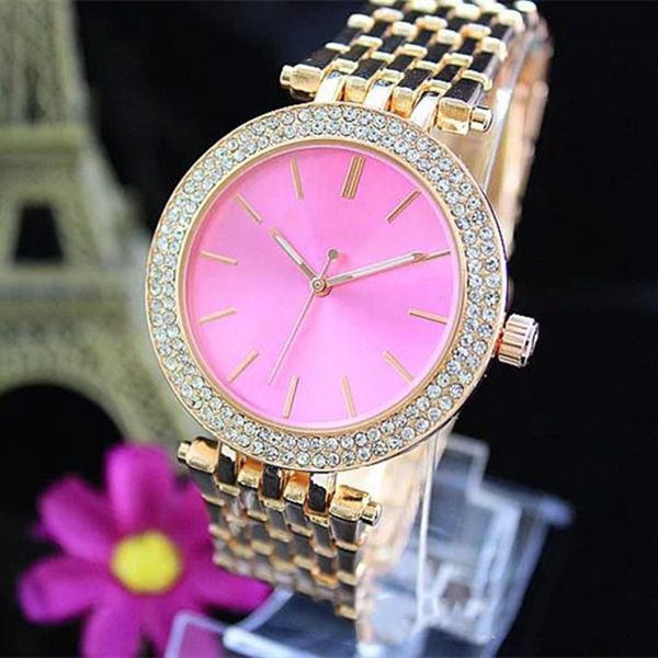 

Reloj Mujer топ новый тег полный алмаз часы женщины розовое платье простые наручные ча