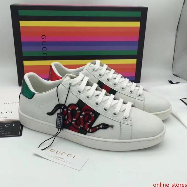 

2019 luxury designer shoes brand fashion designer women shoes gold low cut leather flat men casual sneakers 36-44 b01