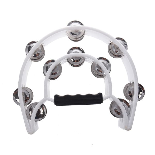 

new singer tambourine percussion drum grip handle-32 jingles half moon