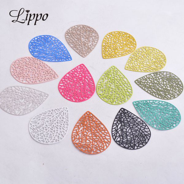 

30pcs ab2617 30mm*41mm water drop charms leaf stem shape pendants diy earring findings, Bronze;silver