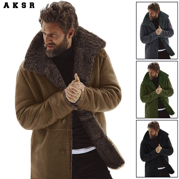 

aksr men's winter warm padded cashmere jacket resist the cold warm and practical men's coat, Black;brown
