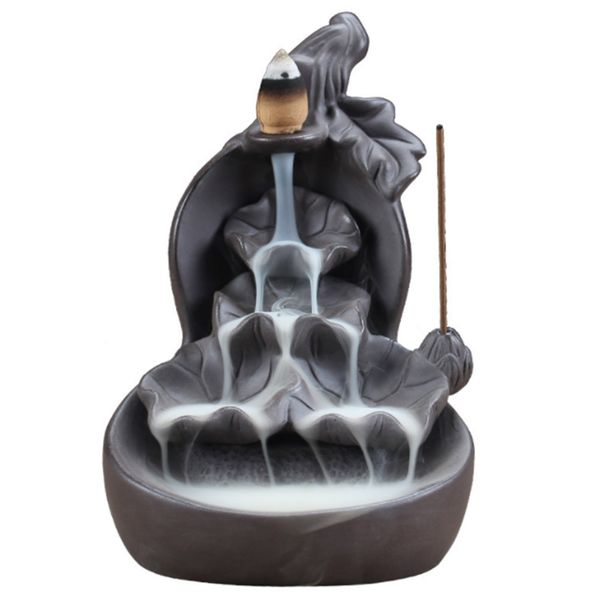 

smoke backflow ceramic incense burner cone stick holder censer black furnishing articles decoration home furnace base