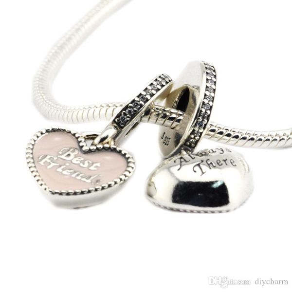 

9fits для pandora браслет оригинальные 100% стерлингового серебра 925 бусин лучшие друзья подвеска шарм с чистой cz 2016 новые ювелирные изд, Black